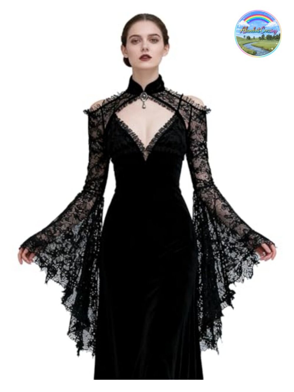 Goth Lace Bolero Shrug Long Bell Sleeves Victorian Crop Top
